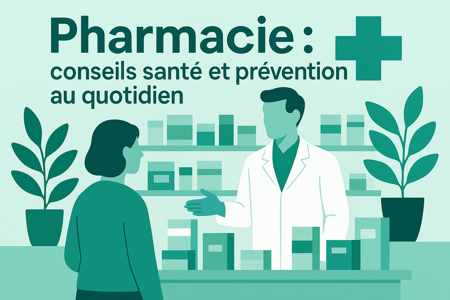 Illustration conseils santé pharmacie de quartier et prévention au quotidien