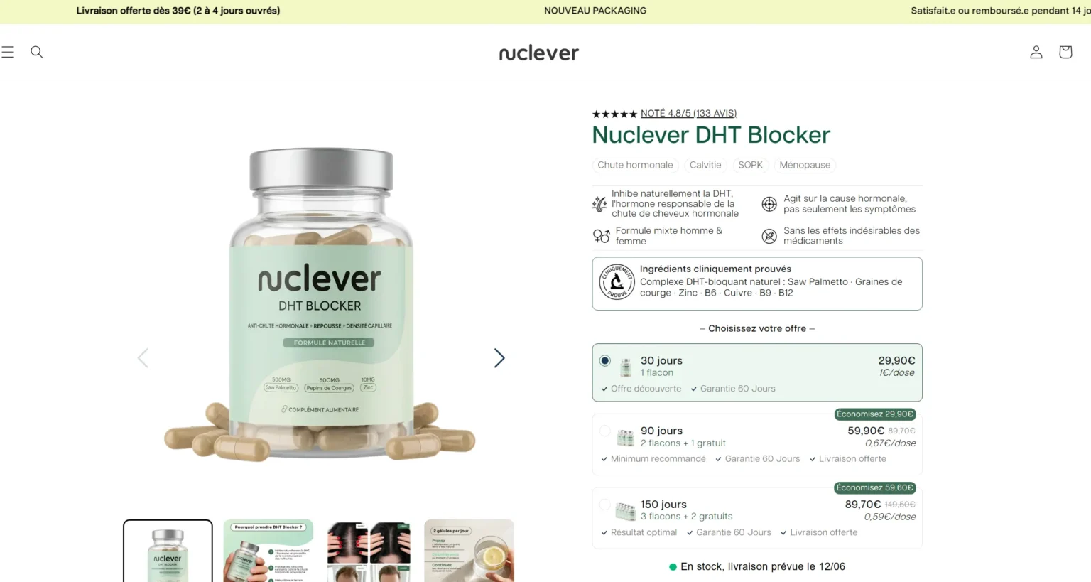 page produit nuclever DHT blocker