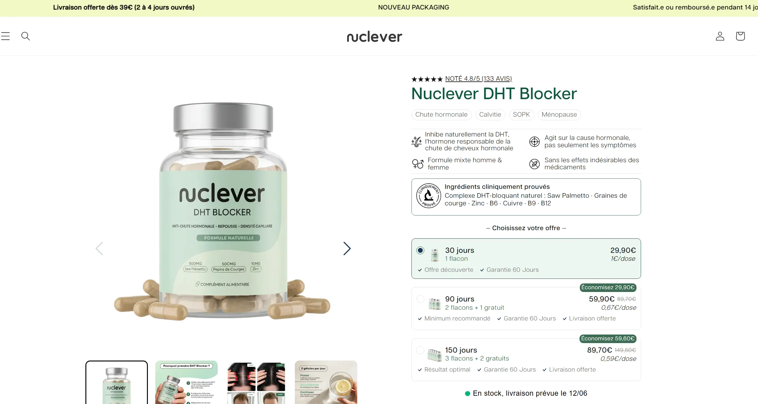page produit nuclever DHT blocker