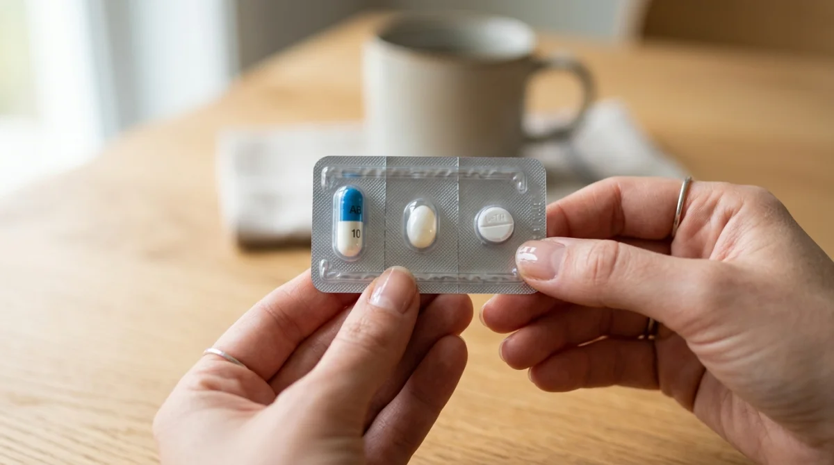 Main tenant une plaquette de médicaments avec gélule, capsule et comprimé pour illustrer l'effet de l'Imodium.