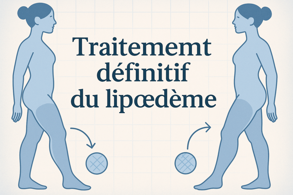 Illustration du traitement définitif du lipoedème sur les jambes féminines