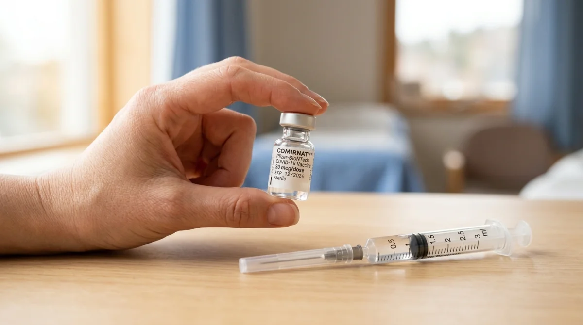 Main tenant une fiole médicale et une seringue stérile pour illustrer le traitement par Risperdal et ses effets.